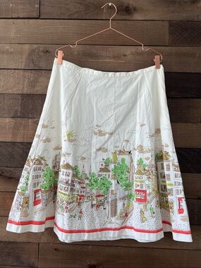 Vintage J. Crew Women's A-Line Paris Parisian Scene Skirt Size 12